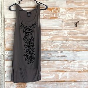 Grey Tank with Velvet Detail